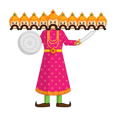 Vector illustration of Ravana on transparent background