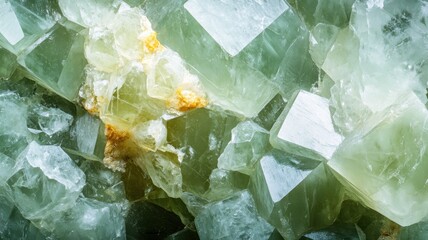 Polished prehnite crystal highlighted in a macro shot, capturing its gentle green tone.