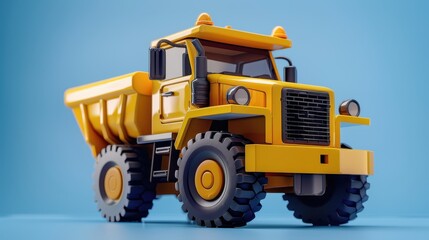 Fototapeta premium Uroczy żółty samochód ciężarowy do pokoju dziecięcego, idealny jako dekoracja ścienna