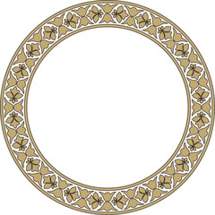 Vector gold and black round national Indian ornament. Circle, ring, border, ethnic Hindu frame