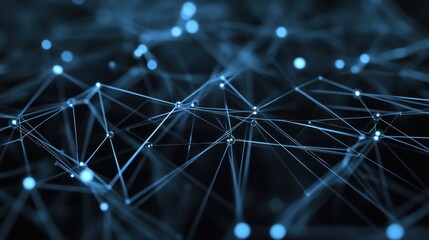 Abstract technology network with glowing nodes and lines. Modern and sophisticated background for banners, posters and social media.