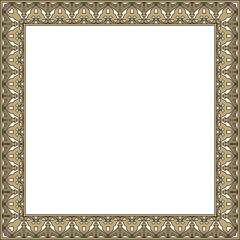 Vector gold with black Arabic national square ornament.  Ethnic rectangle, frame of eastern peoples. Persian painting