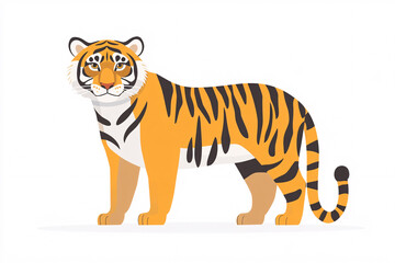 Obraz premium A minimalist vector illustration of a tiger on a white background, featuring simple lines and a flat design, ideal for clean and modern artwork