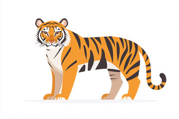 Fototapeta premium detailed illustration of a standing tiger with distinct orange and black stripes, symbolizing strength and power