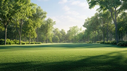 Obraz premium Lush green park setting with plenty of open space, perfect for copy or design elements in outdoor d