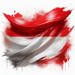 Abstract Indonesia flag in paint brush strokes isolated on transparent background