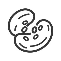 Obraz premium Line drawing of two kidneys with blood cells inside