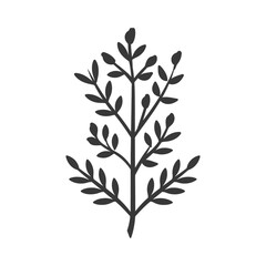 Fototapeta premium Silhouette of a Simple Branch with Leaves and Buds