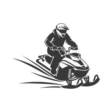 recommend clip art: Silhouette of a Snowmobiler Racing Through the Snow