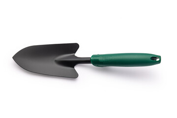 Small garden trowel isolated on white background. Gardening tool.