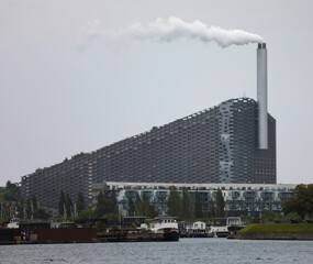 Copenhagen, COP, Denmark - August 22, 2024: Amager Bakke or Copenhill is a  heat and power...