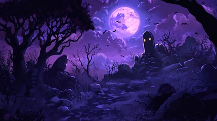 Obraz premium Illustration of dark night Halloween background