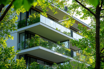 Fototapeta premium Urban Oasis: Harmonizing Nature and Architecture in Modern Design - Generative AI