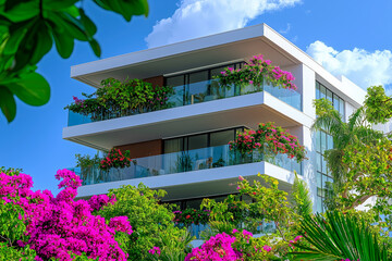 Fototapeta premium Urban Oasis: Harmonizing Nature and Architecture in Modern Design - Generative AI