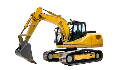 Excavator transparent background isolated excavator png construction equipment for earthworks construction working machine.