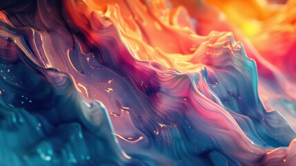 Abstract composition of colorful flowing textures with vibrant hues and intricate patterns