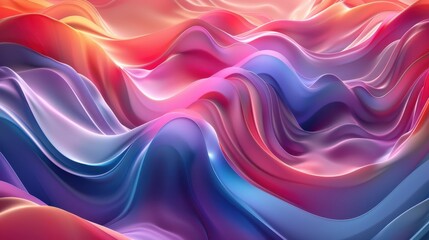 Fototapeta premium Vibrant abstract waves in shades of pink and blue flowing gracefully in a colorful landscape