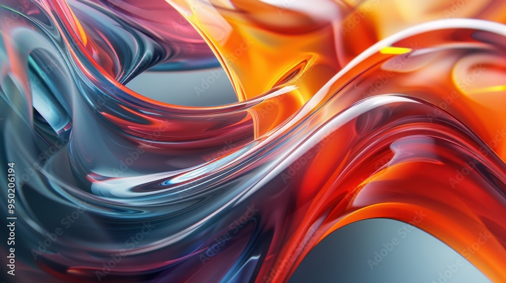 Poster fluid abstract design featuring vibrant colors and smooth curves in a dynamic composition