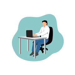 flat style man in front of computer design. programmer icon, sign and symbol.