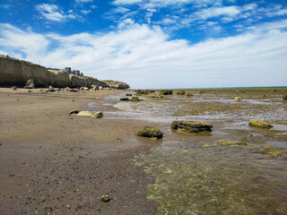 Low tide beach, las grutas, rio negro, argentina