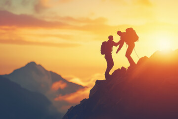 Hikers Helping Hand Sunset.