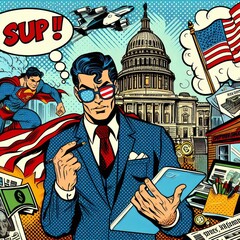  Retro Comic Style The image is illustrated in the style of a vi