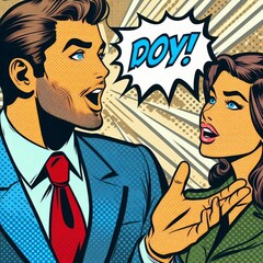 Retro Comic Style The image is illustrated in the style of a vin
