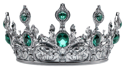 PNG Elegant emerald gemstone silver crown