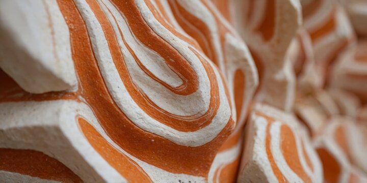 Close up of orange and white stone structure.