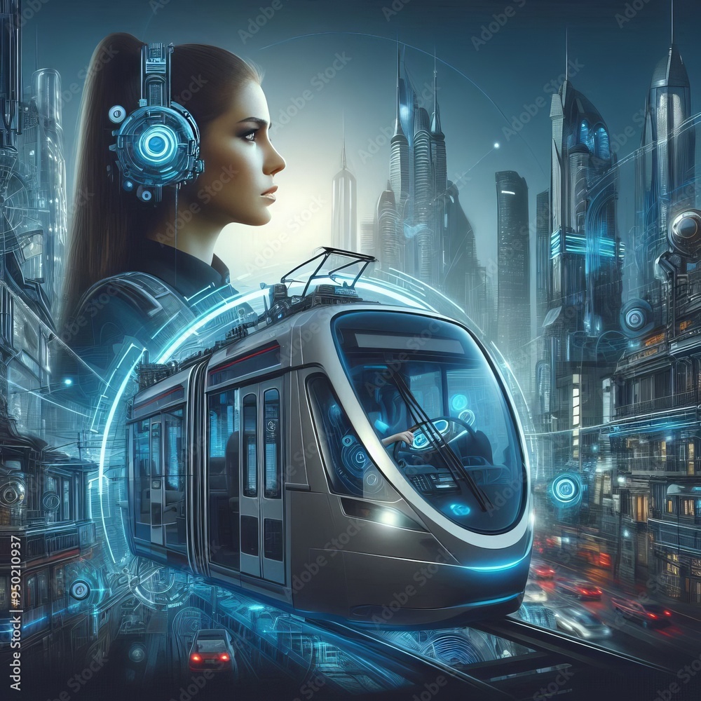 Wall mural sci fi style futuristic elements and advanced technology create