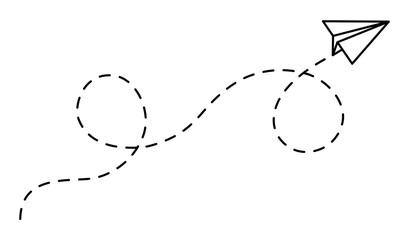 Paper Airplane with Dotted Flight Path © Crispline Design