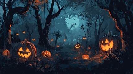 Spooky dark Halloween background. Illustration