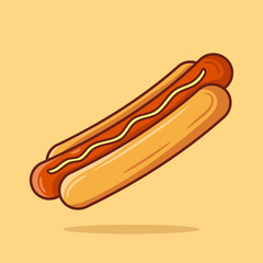 Hotdog cartoon icon illustration. Fastfood hotdog flat design in cartoon style
