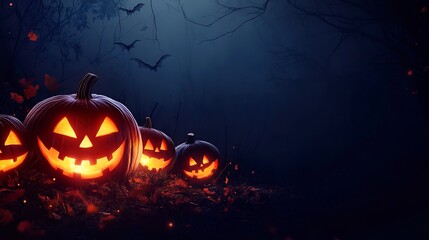 Naklejka premium halloween background with pumpkins