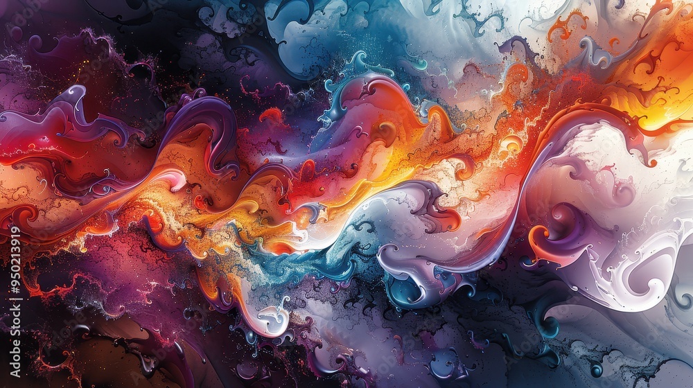 Poster vibrant swirls of color and abstract patterns create a dynamic visual experience in an artwork