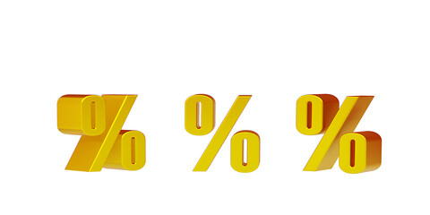 Percent on white background. 3d render.