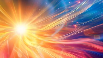 Obraz premium A background featuring sun flare and lovely overlapping waves that combines movement and light to create a dynamic and eye-catching design