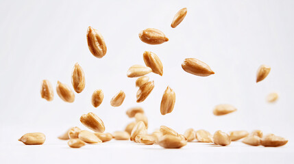 Flying Peanuts Isolated On White Background