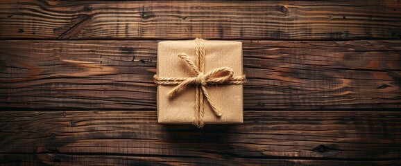 Fototapeta premium Rustic Gift Box on Wooden Background