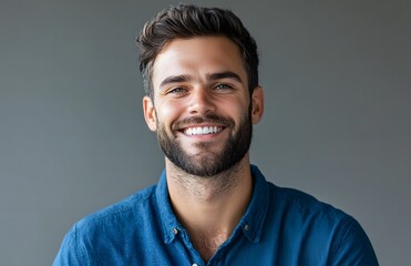 Obraz premium Photo of happy male entrepreneur,headshot