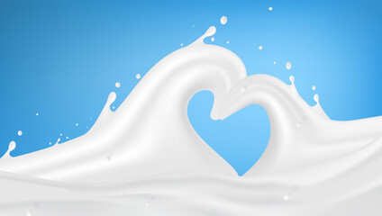 Abstract Milk Waves With Heart Shape Splash