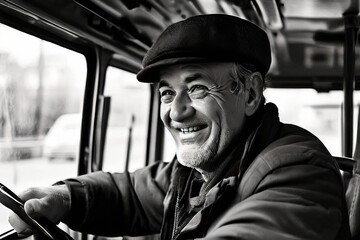  the driver a man with a long face and a kind smile patiently ex