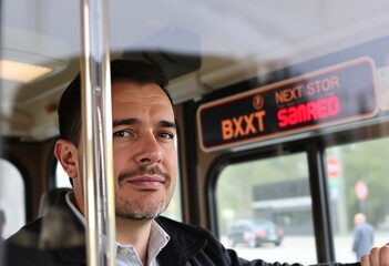 The driver a man with a prominent Adam's apple and a clean shave