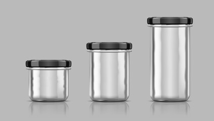 3D Empty Glass Jar On Gray Background