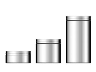 Clear Metall Cosmetic Round Jar Isolated On White