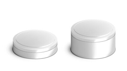 3D White Round Tin Can For Food Or Cosmetics