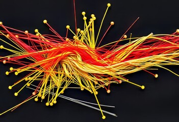 Thread Art The image created by winding thread around nails or p