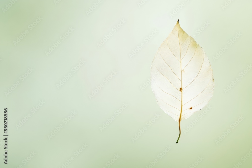 Poster symmetrical abstract leaf in light green background high-definition nature with long exposure techni