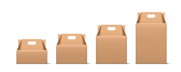 Brown Cardboard Box With Handle Isolated On White