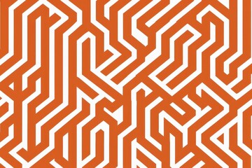 Abstract maze pattern in orange and white color scheme against a clean background